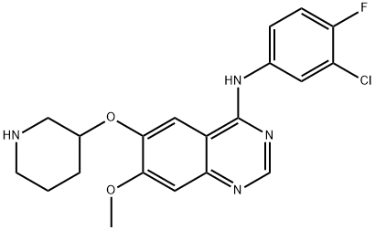 4-[(3-chloro-4-fluoro-phenyl)amino]-6-(piperidin-3-yloxy)-7-methoxy-quinazoline 结构式