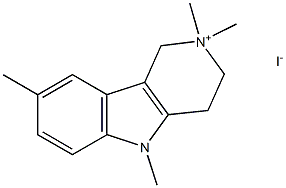 2,2,5,8-tetramethyl-2,3,4,5-tetrahydro-1H-pyrido[4,3-b]indol-2-ium iodide 结构式