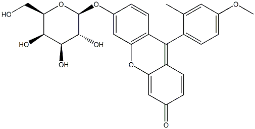 6-(b-D-Galactopyranosyloxy)-9-(4-methoxy-2-methylphenyl)-3H-xanthen-3-one 结构式