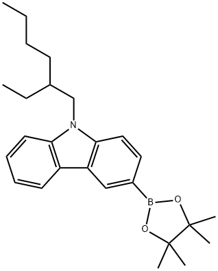 9-(2-乙基己基)-3-(4,4,5,5-四甲基-1,3,2-二氧杂环戊硼烷-2-基)-9H-咔唑 结构式