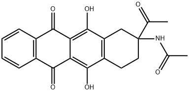 N-(2-ACETYL-5,12-DIHYDROXY-6,11-DIOXO-1,2,3,4,6,11-HEXAHYDRO-NAPHTHACEN-2-YL)-ACETAMIDE 结构式
