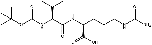 (S)-2-((S)-2-((叔丁氧基羰基)氨基)-3-甲基丁酰胺基)-5-脲基戊酸 结构式
