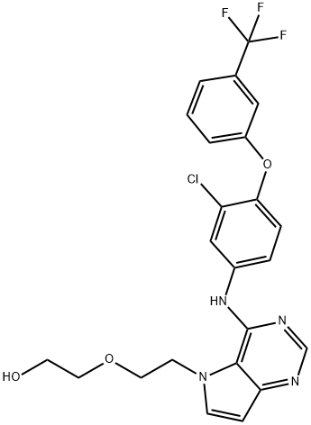 2-(2-(4-((3-chloro-4-(3-(trifluoromethyl)phenoxy)phenyl)amino)-5H-pyrrolo[3,2-d]pyrimidin-5-yl)ethoxy)ethan-1-ol 结构式