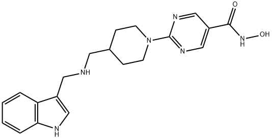 2-(4-((((1H-Indol-3-yl)methyl)amino)methyl)piperidin-1-yl)-N-hydroxypyrimidine-5-carboxamide 结构式