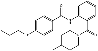 N-{2-[(4-methyl-1-piperidinyl)carbonyl]phenyl}-4-propoxybenzamide 结构式