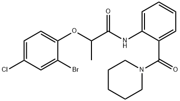 2-(2-bromo-4-chlorophenoxy)-N-[2-(1-piperidinylcarbonyl)phenyl]propanamide 结构式