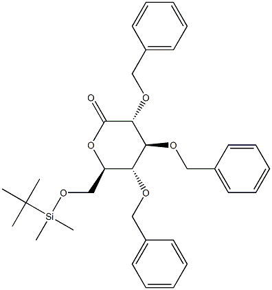 (3R,4S,5R,6R)-6-[[TERT-BUTYL(DIMETHYL)SILYL]OXYMETHYL]-3,4,5-TRIS(PHENYLMETHOXY)OXAN-2-ONE 结构式