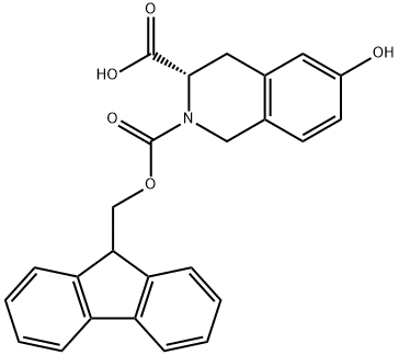 (3S)-2-{[(9H-fluoren-9-yl)methoxy]carbonyl}-6-hydroxy-1,2,3,4-tetrahydroisoquinoline-3-carboxylic acid 结构式