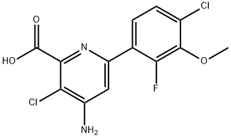 2-Pyridinecarboxylic acid, 4-amino-3-chloro-6-(4-chloro-2-fluoro-3-methoxyphenyl)- 结构式