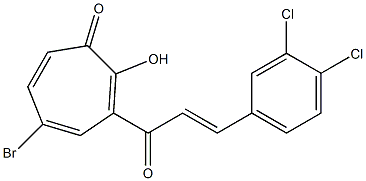 5-bromo-3-[3-(3,4-dichlorophenyl)acryloyl]-2-hydroxy-2,4,6-cycloheptatrien-1-one 结构式