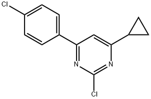 2-chloro-4-(4-chlorophenyl)-6-cyclopropylpyrimidine 结构式