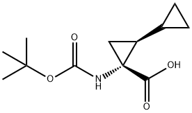 (1R,2S)-1-(叔丁氧基羰基氨基)-2-环丙基环丙烷羧酸 结构式