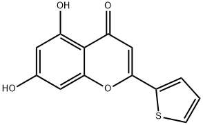 5,7-dihydroxy-2-(thiophen-2-yl)-4H-1-benzopyran-4-one 结构式