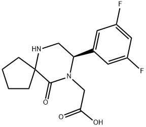 (8R)-8-(3,5-二氟苯基)-10-氧代-6,9-二氮杂螺[4.5]癸烷-9-乙酸 结构式