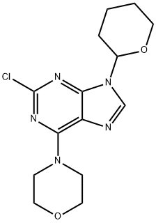 2-CHLORO-6-(MORPHOLIN-4-YL)-9-(TETRAHYDRO-2H-PYRAN-2-YL)-9H-PURINE 结构式