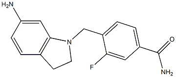 4-[(6-amino-2,3-dihydro-1H-indol-1-yl)methyl]-3-fluorobenzamide 结构式