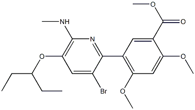 METHYL 5-[3-BROMO-5-(1-ETHYLPROPOXY)-6-(METHYLAMINO)PYRIDIN-2-YL]-2,4-DIMETHOXYBENZOATE 结构式