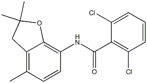 2,6-dichloro-N-(2,2,4-trimethyl-2,3-dihydro-1-benzofuran-7-yl)benzenecarboxamide 结构式
