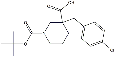 1-(tert-butoxycarbonyl)-3-(4-chlorobenzyl)-3-piperidinecarboxylic acid 结构式