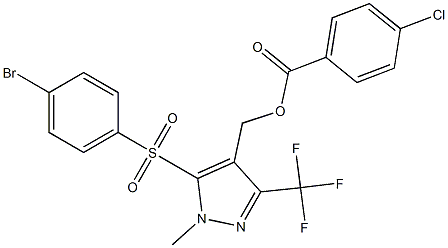 [5-[(4-bromophenyl)sulfonyl]-1-methyl-3-(trifluoromethyl)-1H-pyrazol-4-yl]methyl 4-chlorobenzenecarboxylate 结构式