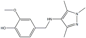 2-methoxy-4-{[(1,3,5-trimethyl-1H-pyrazol-4-yl)amino]methyl}phenol 结构式