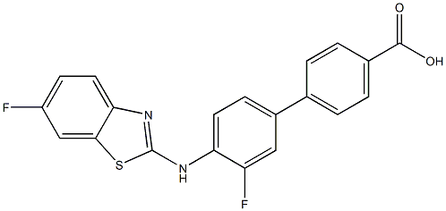 3'-Fluoro-4'-((6-fluorobenzo[d]thiazol-2-yl)amino)-[1,1'-biphenyl]-4-carboxylic acid 结构式
