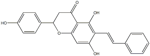 (E)-5,7-二羟基-2-(4-羟基苯基)-6-苯乙烯基铬-4-酮 结构式