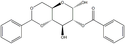 2-O-苯甲酰基-4,6-O-亚苄基A-D-D-吡喃葡萄糖苷 结构式