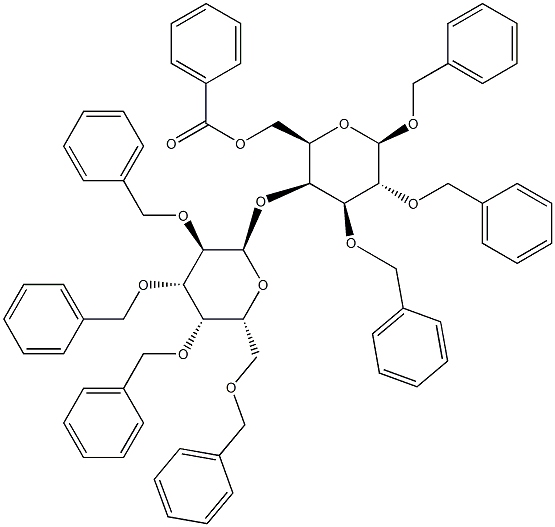 6-O-苯甲酰基-1,2,3-三-O-苄基-4-O-(2,3,4,6-四-O-苄基A-D吡喃半乳糖基) - 嵌段 - D吡喃半乳糖苷 结构式