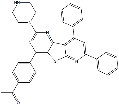 4-(4-acetylphenyl)piperazino-7,9-diphenylpyrido(3',2'-4,5)thieno(3,2-d)pyrimidine 结构式