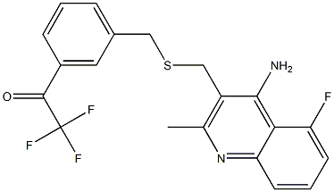 4-amino-5-fluoro-2-methyl-3-(3-trifluoroacetylbenzylthiomethyl)quinoline 结构式