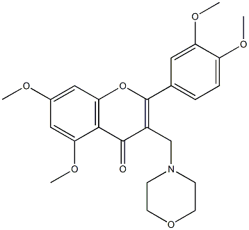 3-morpholinomethyl-3',4',5,7-tetramethoxyflavone 结构式
