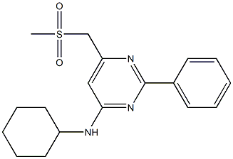 N-cyclohexyl-6-[(methylsulfonyl)methyl]-2-phenyl-4-pyrimidinamine 结构式