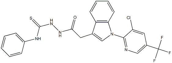 2-(2-{1-[3-chloro-5-(trifluoromethyl)-2-pyridinyl]-1H-indol-3-yl}acetyl)-N-phenyl-1-hydrazinecarbothioamide 结构式