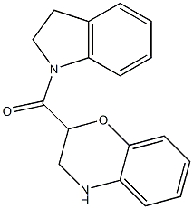 2-(2,3-dihydro-1H-indol-1-ylcarbonyl)-3,4-dihydro-2H-1,4-benzoxazine 结构式
