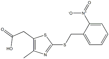 2-(4-methyl-2-{[(2-nitrophenyl)methyl]sulfanyl}-1,3-thiazol-5-yl)acetic acid 结构式