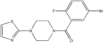 2-{4-[(5-bromo-2-fluorophenyl)carbonyl]piperazin-1-yl}-1,3-thiazole 结构式