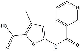 3-methyl-5-[(pyridin-3-ylcarbonyl)amino]thiophene-2-carboxylic acid 结构式