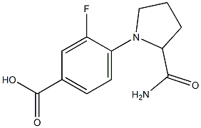 4-(2-carbamoylpyrrolidin-1-yl)-3-fluorobenzoic acid 结构式