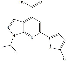 6-(5-chlorothiophen-2-yl)-1-(propan-2-yl)-1H-pyrazolo[3,4-b]pyridine-4-carboxylic acid 结构式