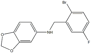 N-[(2-bromo-5-fluorophenyl)methyl]-2H-1,3-benzodioxol-5-amine 结构式