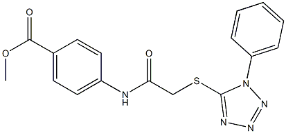 methyl 4-({[(1-phenyl-1H-tetraazol-5-yl)sulfanyl]acetyl}amino)benzoate 结构式