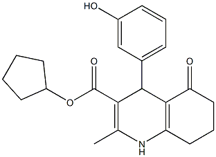 cyclopentyl 4-(3-hydroxyphenyl)-2-methyl-5-oxo-1,4,5,6,7,8-hexahydro-3-quinolinecarboxylate 结构式