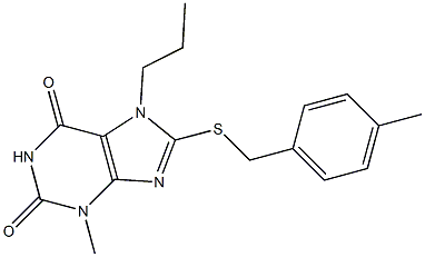 3-methyl-8-[(4-methylbenzyl)sulfanyl]-7-propyl-3,7-dihydro-1H-purine-2,6-dione 结构式