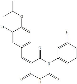 5-(3-chloro-4-isopropoxybenzylidene)-1-(3-fluorophenyl)-2-thioxodihydropyrimidine-4,6(1H,5H)-dione 结构式