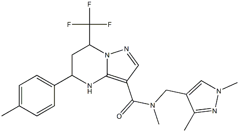N-[(1,3-dimethyl-1H-pyrazol-4-yl)methyl]-N-methyl-5-(4-methylphenyl)-7-(trifluoromethyl)-4,5,6,7-tetrahydropyrazolo[1,5-a]pyrimidine-3-carboxamide 结构式