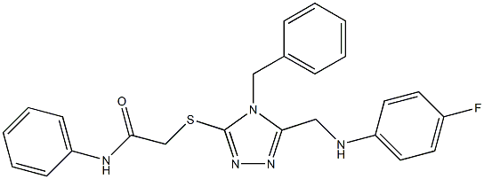 2-({4-benzyl-5-[(4-fluoroanilino)methyl]-4H-1,2,4-triazol-3-yl}sulfanyl)-N-phenylacetamide 结构式