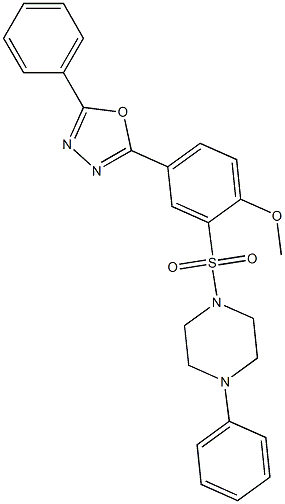 methyl 4-(5-phenyl-1,3,4-oxadiazol-2-yl)-2-[(4-phenyl-1-piperazinyl)sulfonyl]phenyl ether 结构式