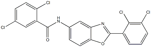 2,5-dichloro-N-[2-(2,3-dichlorophenyl)-1,3-benzoxazol-5-yl]benzamide 结构式