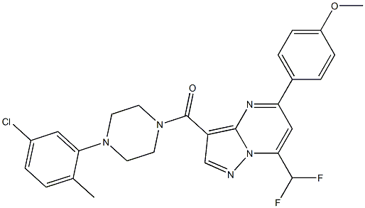 4-[3-{[4-(5-chloro-2-methylphenyl)-1-piperazinyl]carbonyl}-7-(difluoromethyl)pyrazolo[1,5-a]pyrimidin-5-yl]phenyl methyl ether 结构式